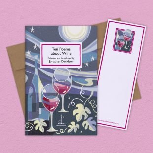 View ‘Ten Poems about Wine’ group shot Group image of the Ten Poems about Wine poetry pamphlet on a decorative background