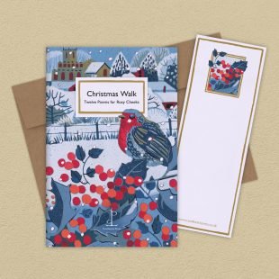 View ‘Christmas Walk: Twelve Poems for Rosy Cheeks’ group shot Group image of the Christmas Walk: Twelve Poems for Rosy Cheeks poetry pamphlet on a decorative background