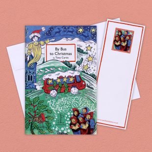 View ‘By Bus to Christmas: by Tony Curtis’ group shot Group image of the By Bus to Christmas: by Tony Curtis poetry pamphlet on a decorative background