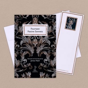 View ‘Fourteen Festive Sonnets’ group shot Group image of the Fourteen Festive Sonnets poetry pamphlet on a decorative background