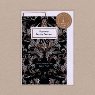 View ‘Fourteen Festive Sonnets’ pack shot Pack image of the Fourteen Festive Sonnets poetry pamphlet on a decorative background