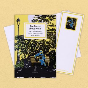 View ‘Ten Poems about Music: THE YELLOW ALBUM’ group shot Group image of the Ten Poems about Music: THE YELLOW ALBUM poetry pamphlet on a decorative background