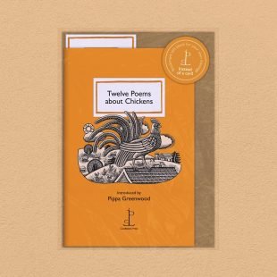View ‘Twelve Poems about Chickens’ pack shot Pack image of the Twelve Poems about Chickens poetry pamphlet on a decorative background