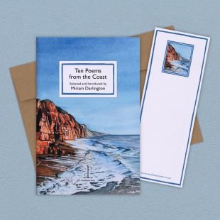 View ‘Ten Poems from the Coast’ group shot Group image of the Ten Poems from the Coast poetry pamphlet on a decorative background