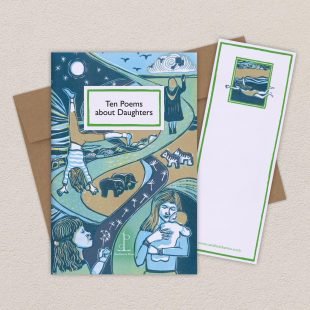 View ‘Ten Poems about Daughters’ group shot Group image of the Ten Poems about Daughters poetry pamphlet on a decorative background