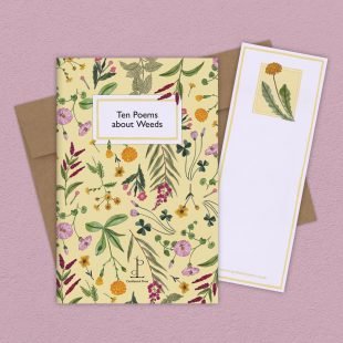View ‘Ten Poems about Weeds’ group shot Group image of the Ten Poems about Weeds poetry pamphlet on a decorative background