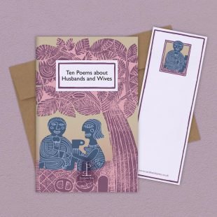 View ‘Ten Poems about Husbands and Wives’ group shot Group image of the Ten Poems about Husbands and Wives poetry pamphlet on a decorative background