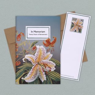 View ‘In Memoriam: Twenty Poems of Bereavement’ group shot Group image of the In Memoriam: Twenty Poems of Bereavement poetry pamphlet on a decorative background