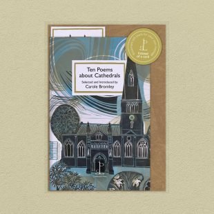 Pack image of the Ten Poems about Cathedrals poetry pamphlet on a decorative background