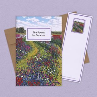 View ‘Ten Poems for Summer’ group shot Group image of the Ten Poems for Summer poetry pamphlet on a decorative background