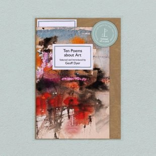 Pack image of the Ten Poems about Art poetry pamphlet on a decorative background