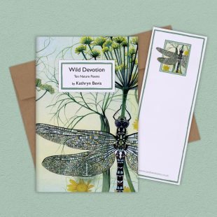 Group image of the Wild Devotion: Ten Nature Poems - by Kathryn Bevis poetry pamphlet on a decorative background